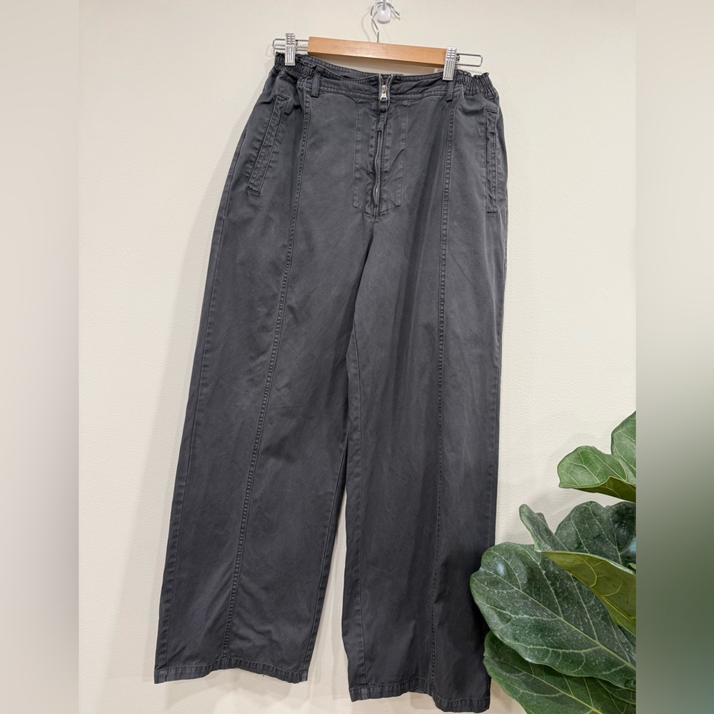 SKIMS Wide Leg Pants in Charcoal Gray